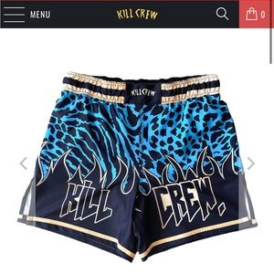 Kill crew BSEM fight shorts (thai cut) in Blue/Gold [workout shorts]